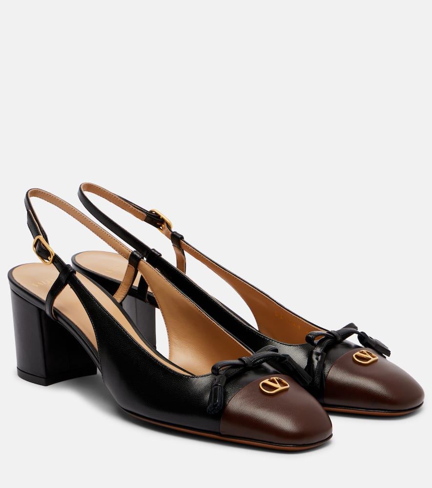Valentino Garavani Valet Du Roi Leather Slingback Pumps In Black