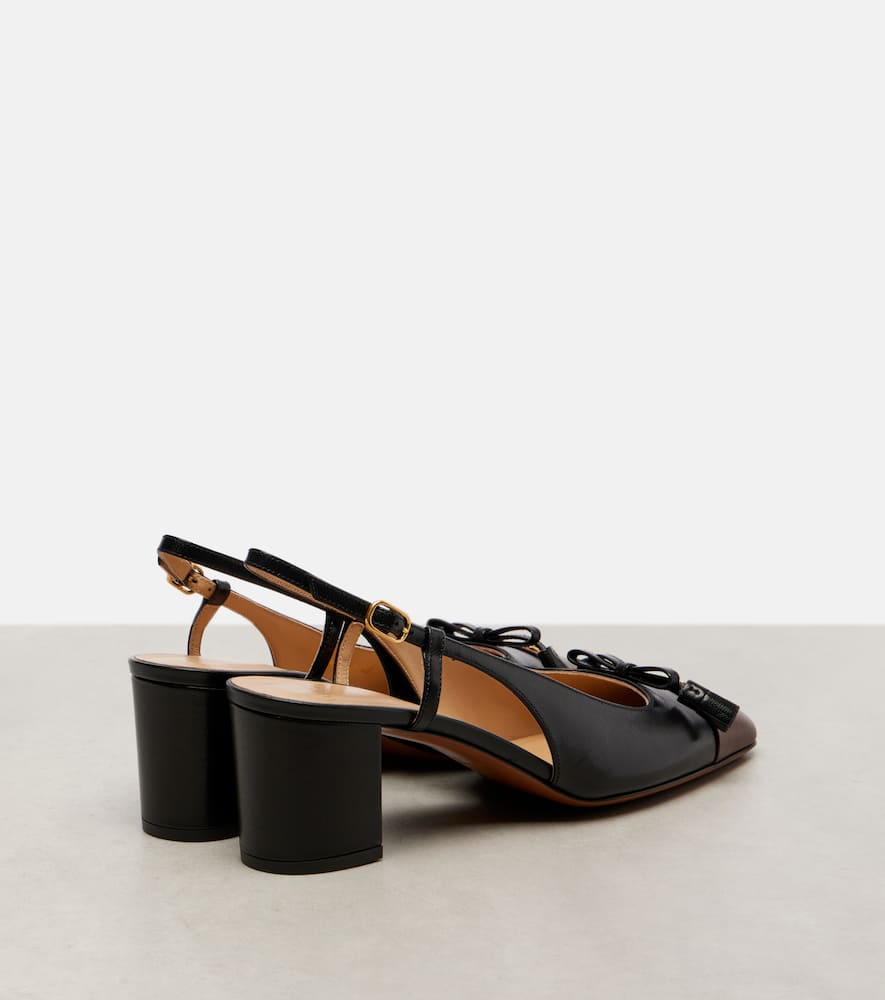 Valentino Bow 60 Leather Slingback Pump In Black