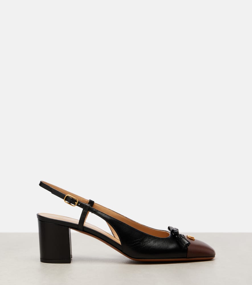 Valentino Bow 60 Leather Slingback Pump In Black