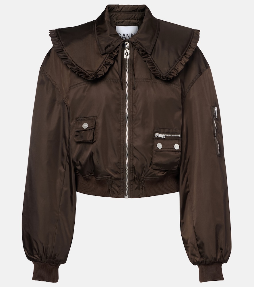 Ganni Women's Brown Duchess Bomber Jacket UK Size 14 - Mytheresa