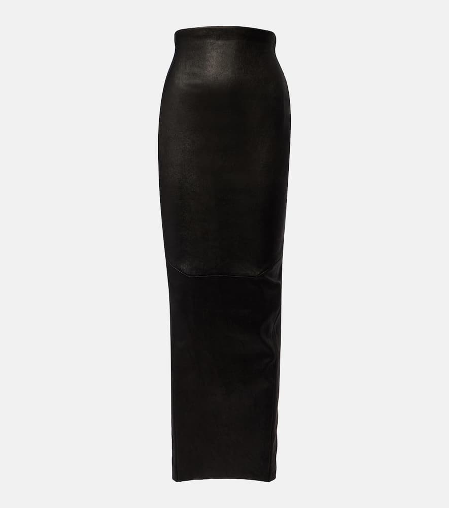 Rick Owens Dirt Pillar Leather Maxi Skirt In Black