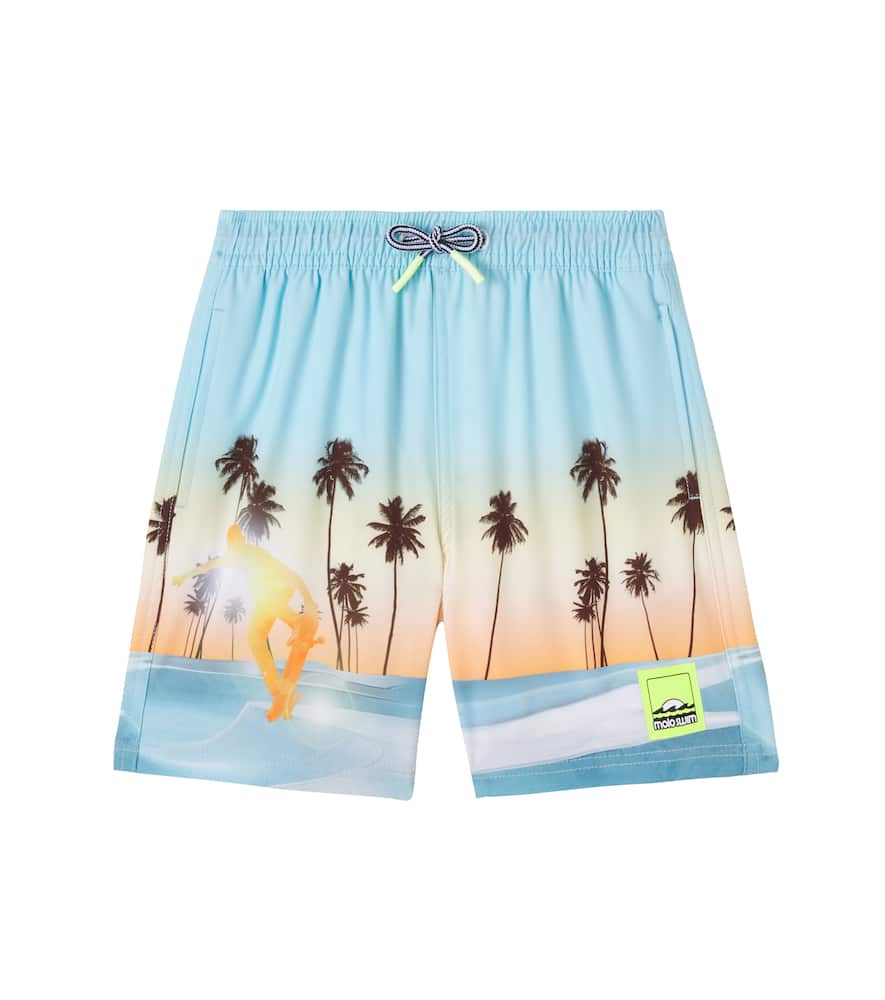 Molo Palm Tree-print Swim Shorts In Burgundy