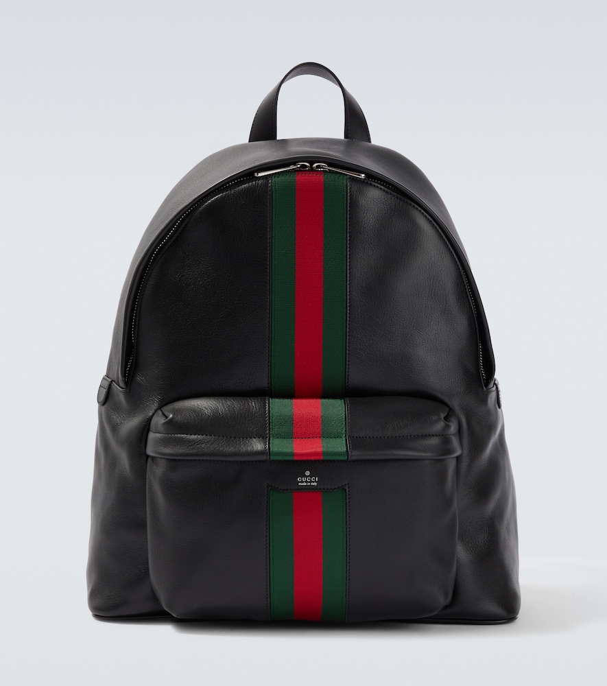 Gucci Uomo Zaino Web Stripe In Pelle Nero Unica- Mytheresa