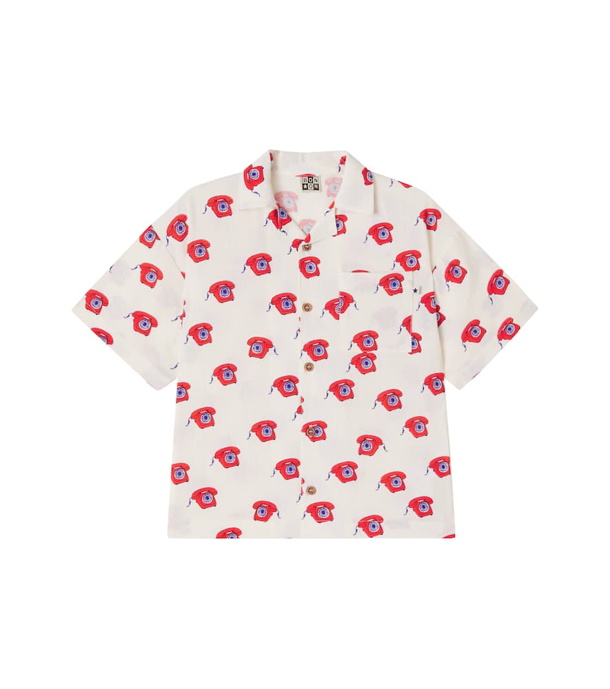 Bonton Kids' Printed Cotton Shirt In White