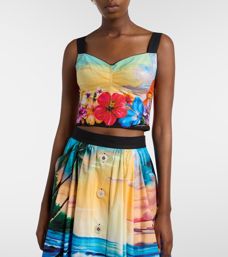  Dolce&gabbana Dolce&gabbana Printed Cotton-blend Bustier 