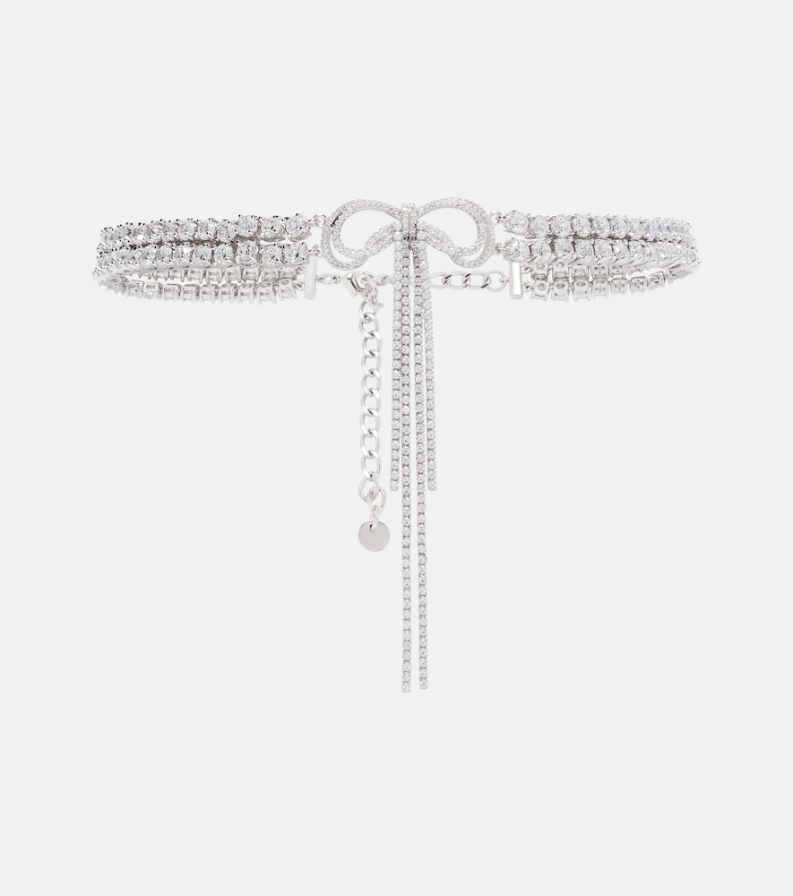 Self-Portrait Bow crystal-embellished choker