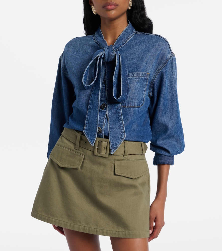 Bow-Detail Denim Shirt