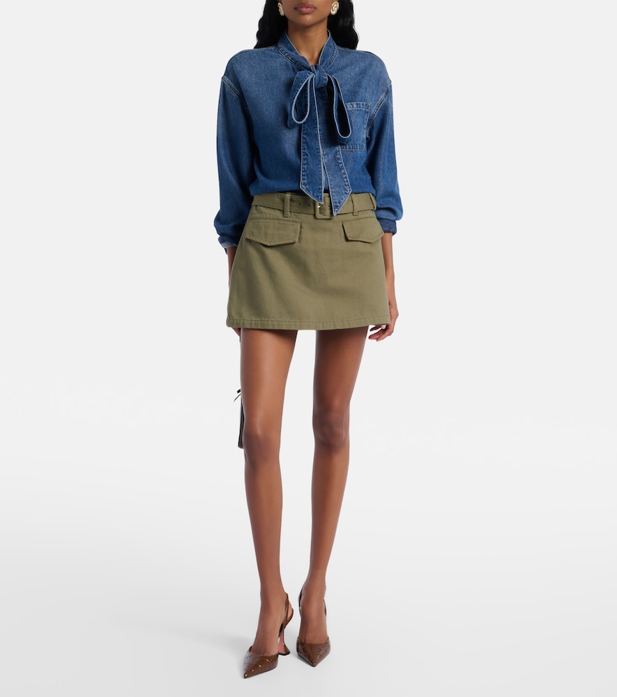 Bow-Detail Denim Shirt