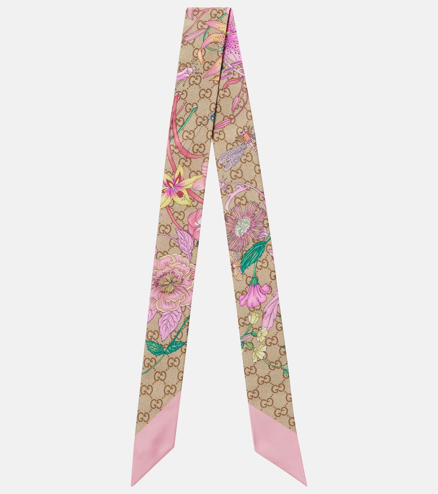 GUCCI Gucci GG floral silk twill scarf　グッチ GG フローラル シルク ツイル スカーフ