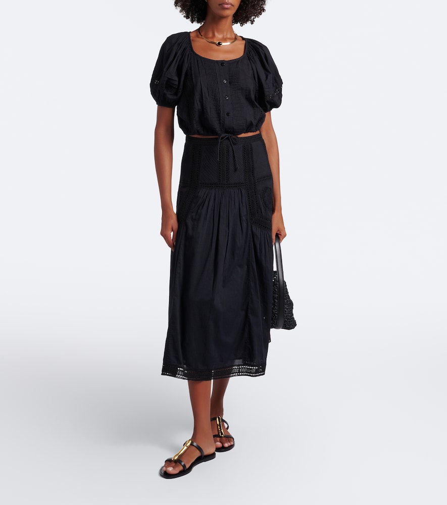 Alice Embroidered Tiered Cotton Midi