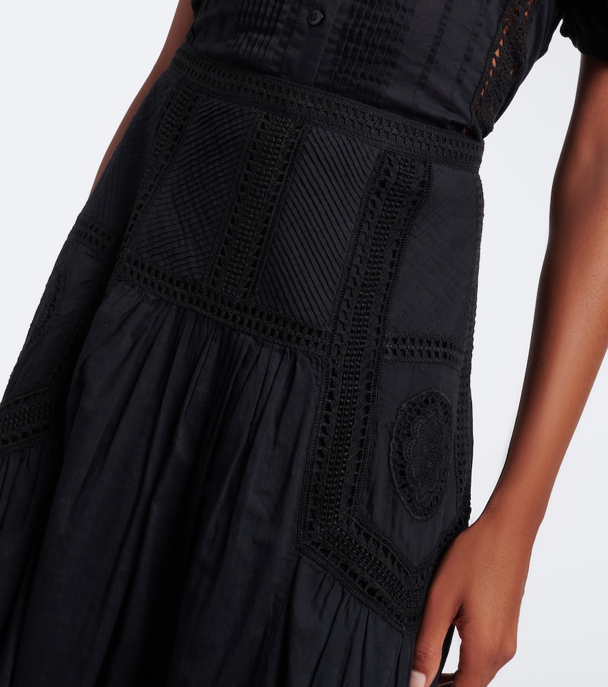 Alice Embroidered Tiered Cotton Midi