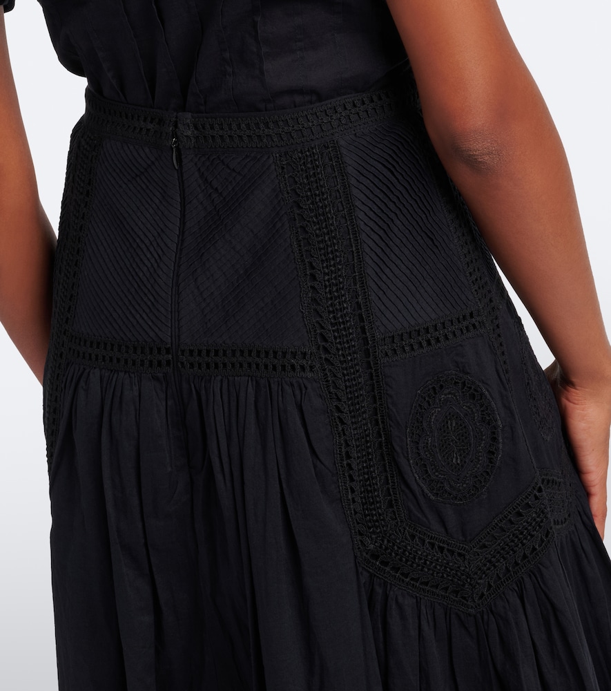 Alice Embroidered Tiered Cotton Midi