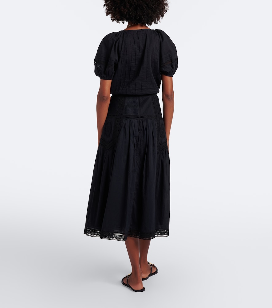 Alice Embroidered Tiered Cotton Midi