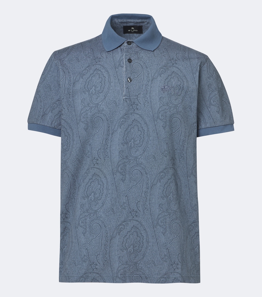 Etro Men's Blue Paisley Cotton Pique Polo Shirt UK Size 40 - Mytheresa