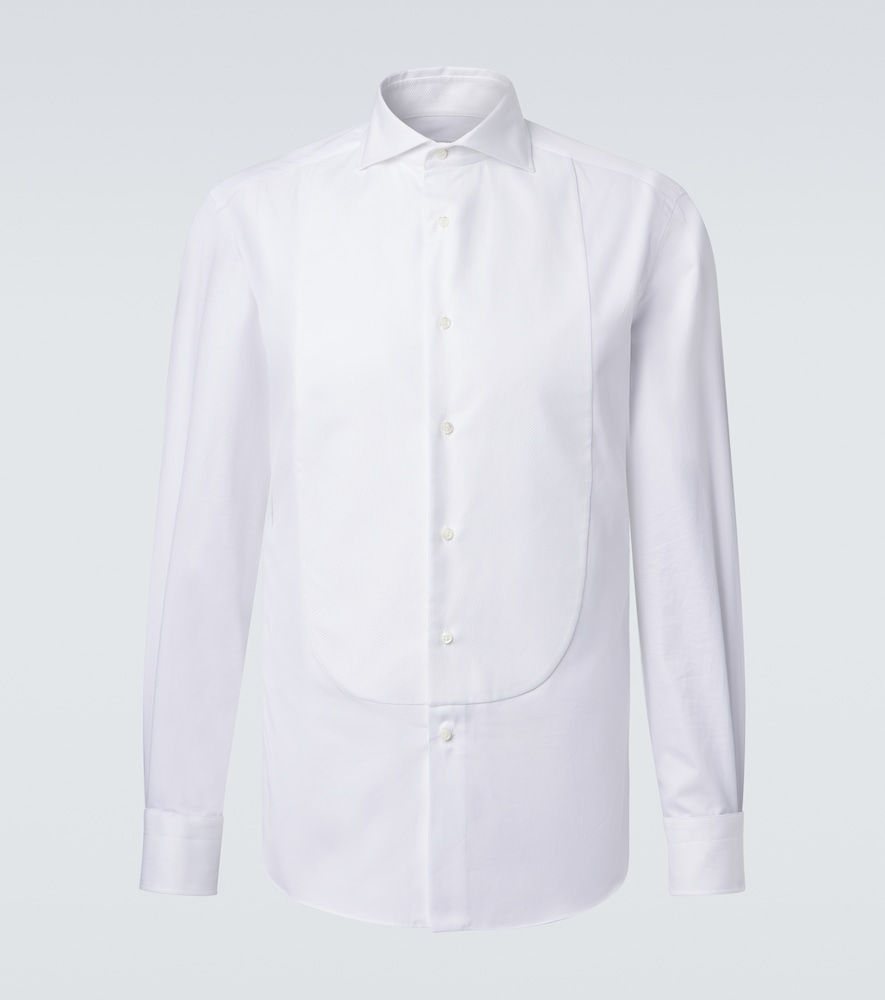 Brunello Cucinelli Cotton Tuxedo Shirt In White
