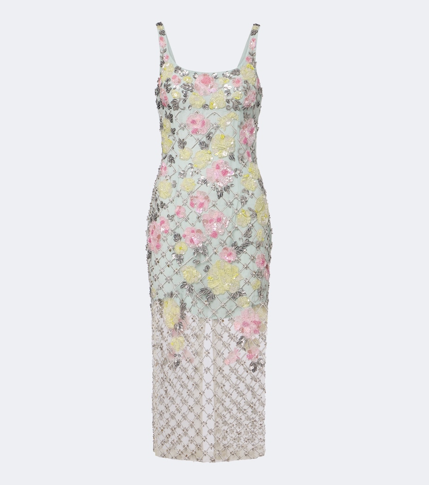 Là Fuori Verziertes Midikleid Celeste Jardin