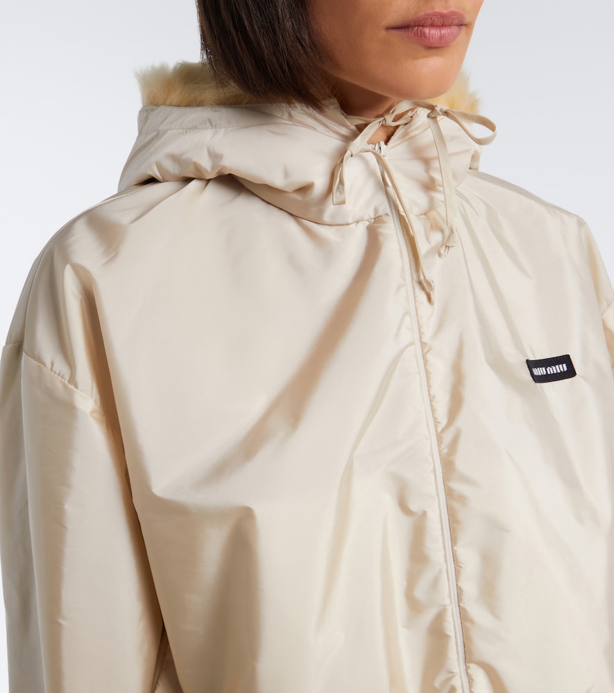 Cropped Shearling-Trimmed Jacket