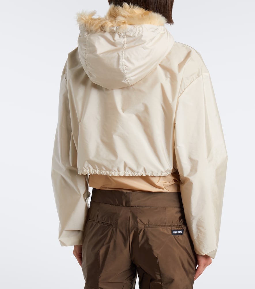 Cropped Shearling-Trimmed Jacket