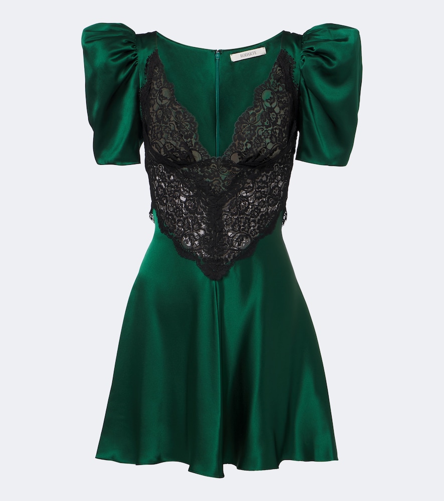Minikleid aus Seidensatin mit Spitze