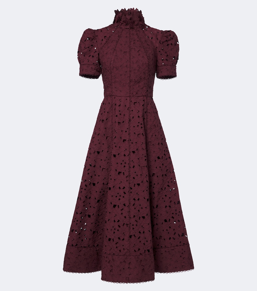 Midikleid Kitsu aus Baumwolle und Guipure-Spitze