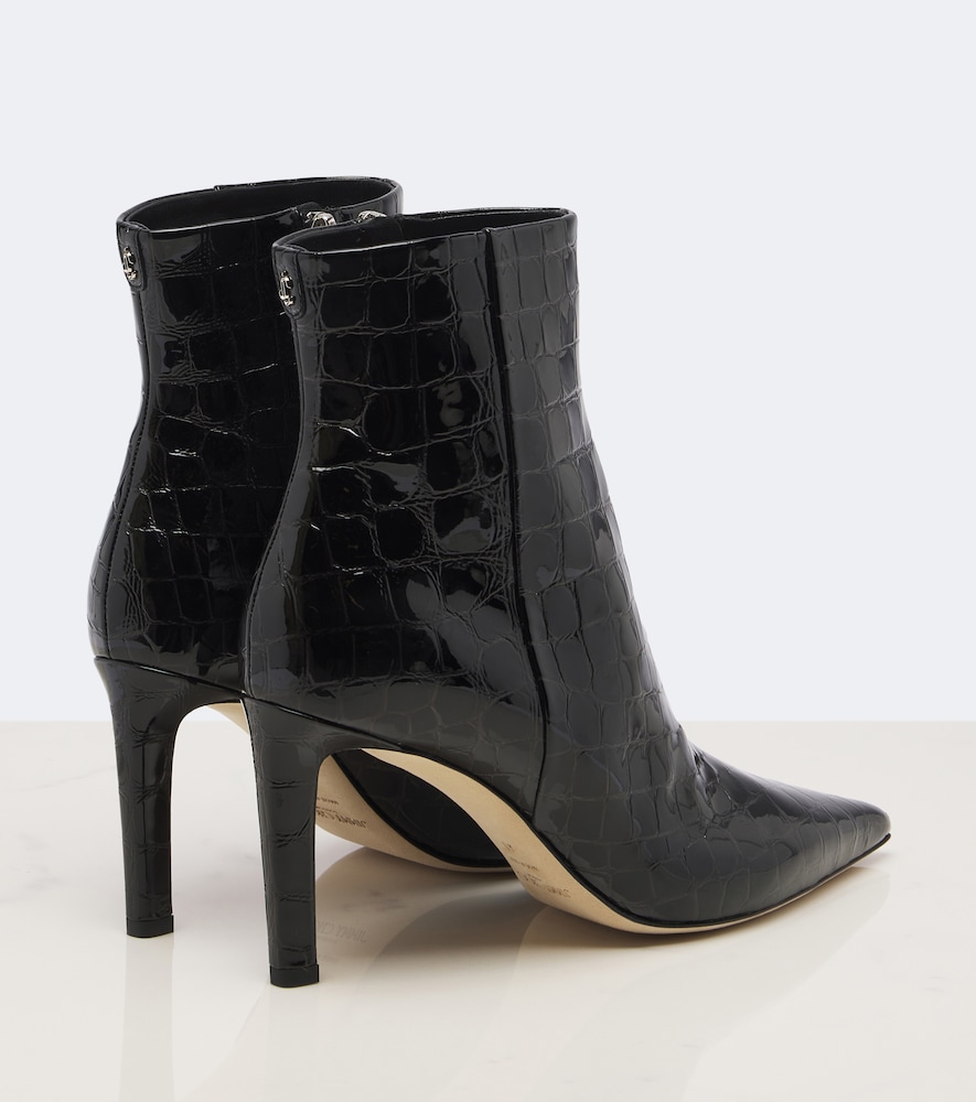 Frankie Croc-Effect Ankle Boots