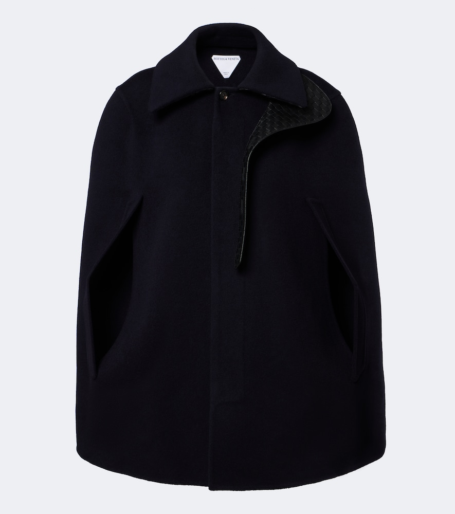 Bottega Veneta Intrecciato Wool And Cashmere Cape In Blue