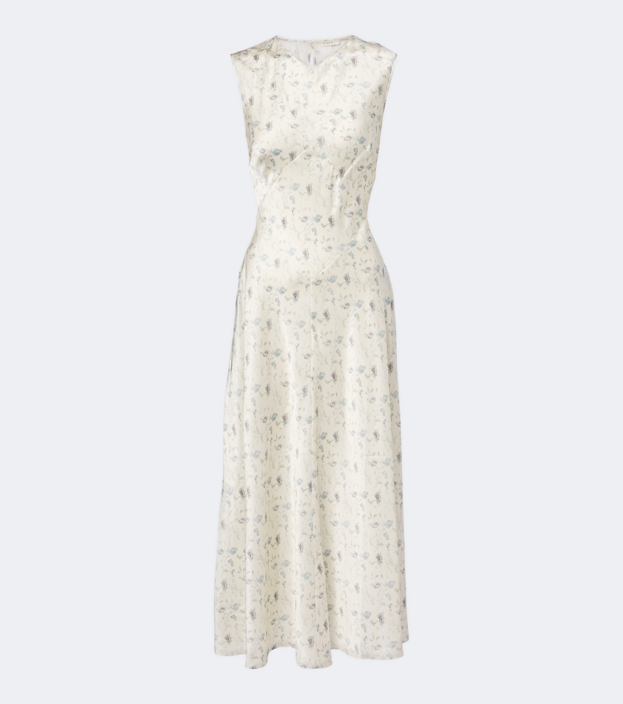 Doen Dôen Adelana Floral Silk Midi Dress In White