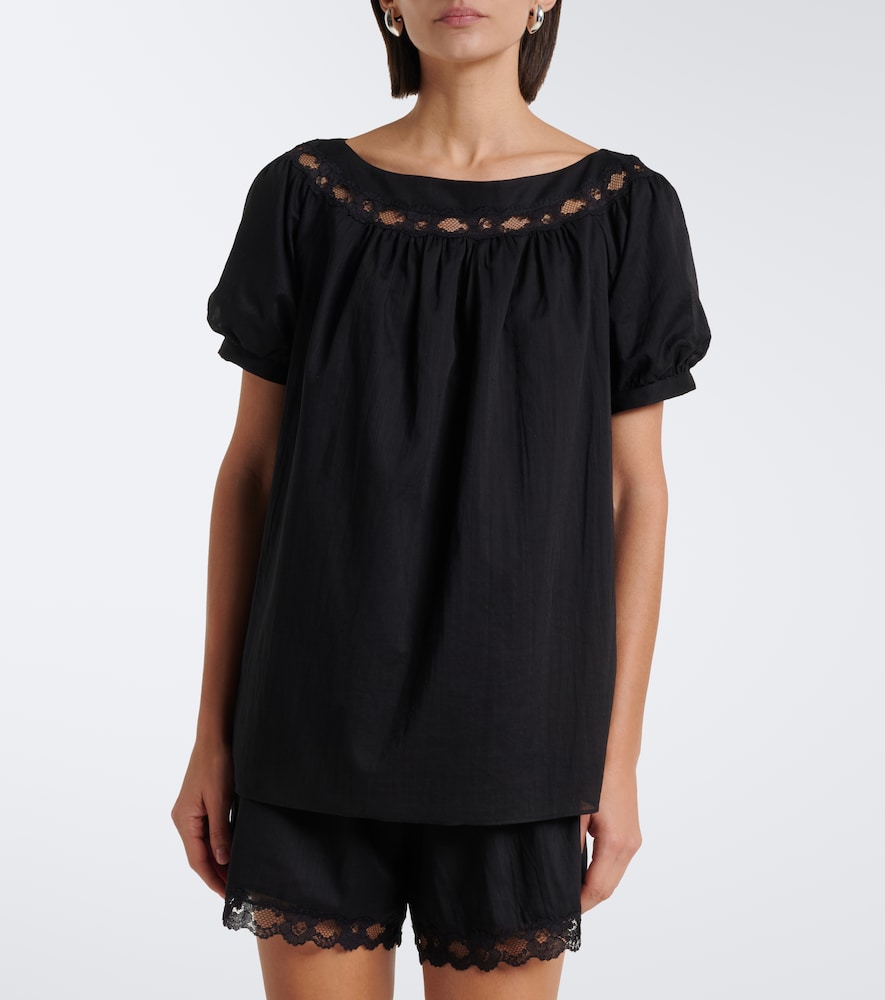Marilyn Lace-Trimmed Cotton Top