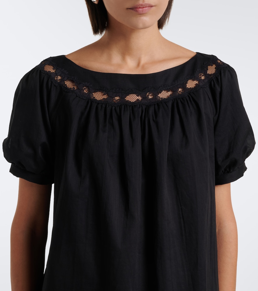 Marilyn Lace-Trimmed Cotton Top