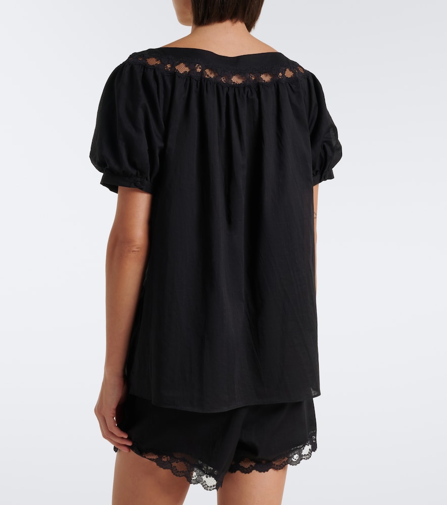Marilyn Lace-Trimmed Cotton Top