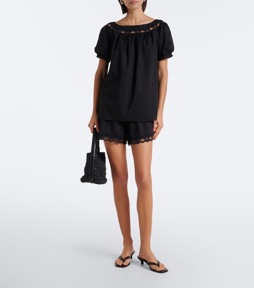 Marilyn Lace-Trimmed Cotton Top