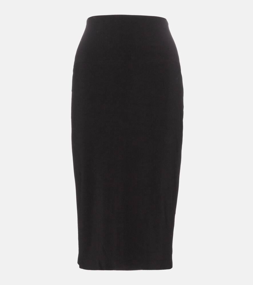 Shop Norma Kamali High-rise Stretch-jersey Midi Skirt In Black