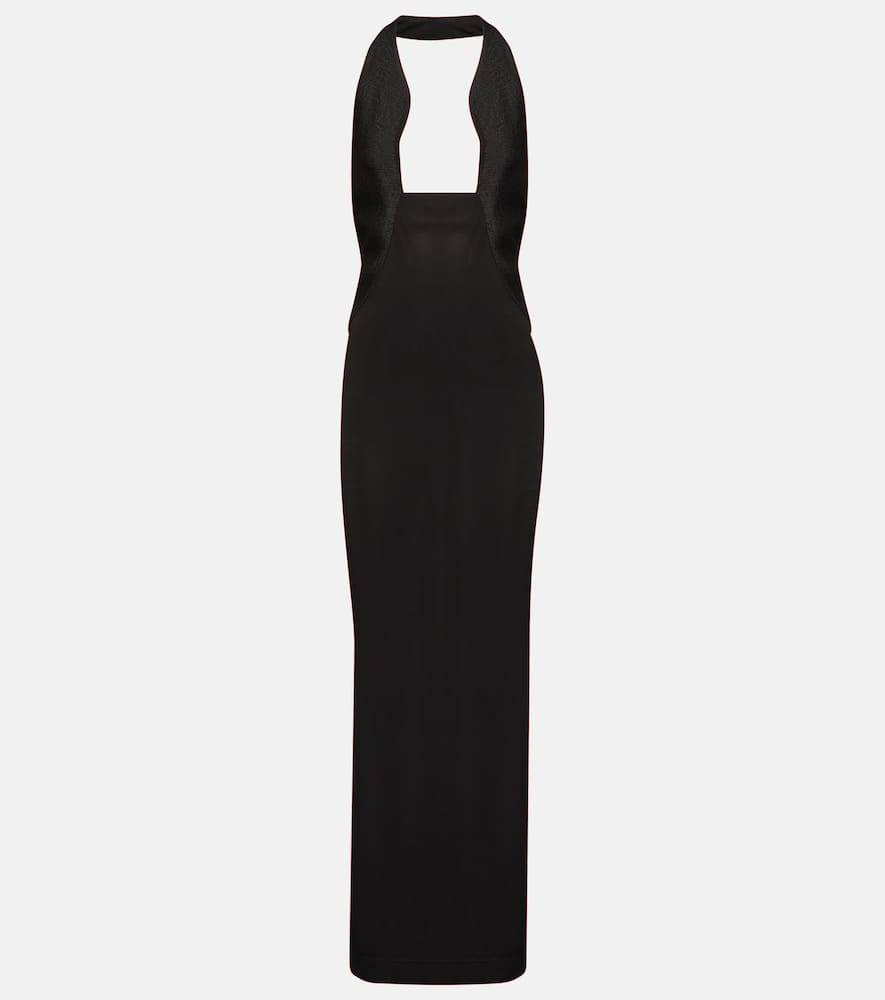 Christopher Esber Ribbed-knit Detachable-panel Maxi Dress In Black
