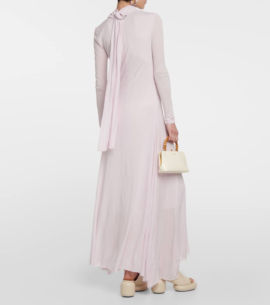 缩褶绉纱中长连衣裙