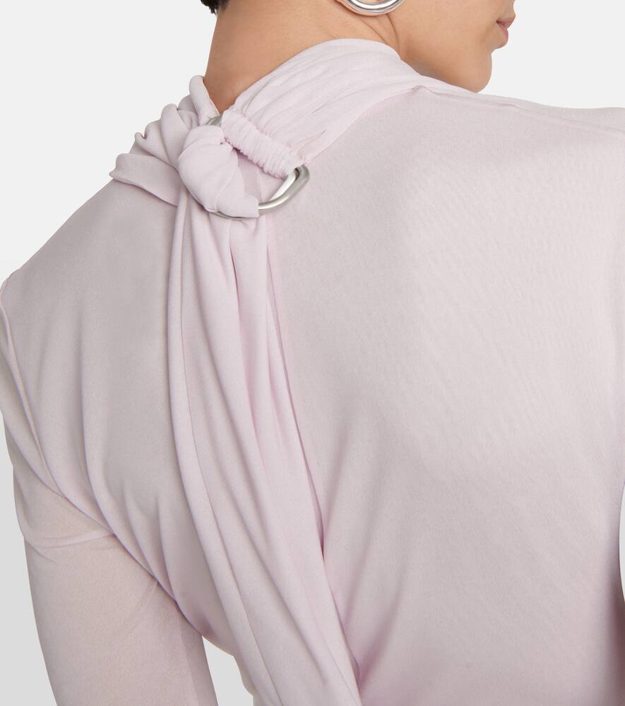 缩褶绉纱中长连衣裙