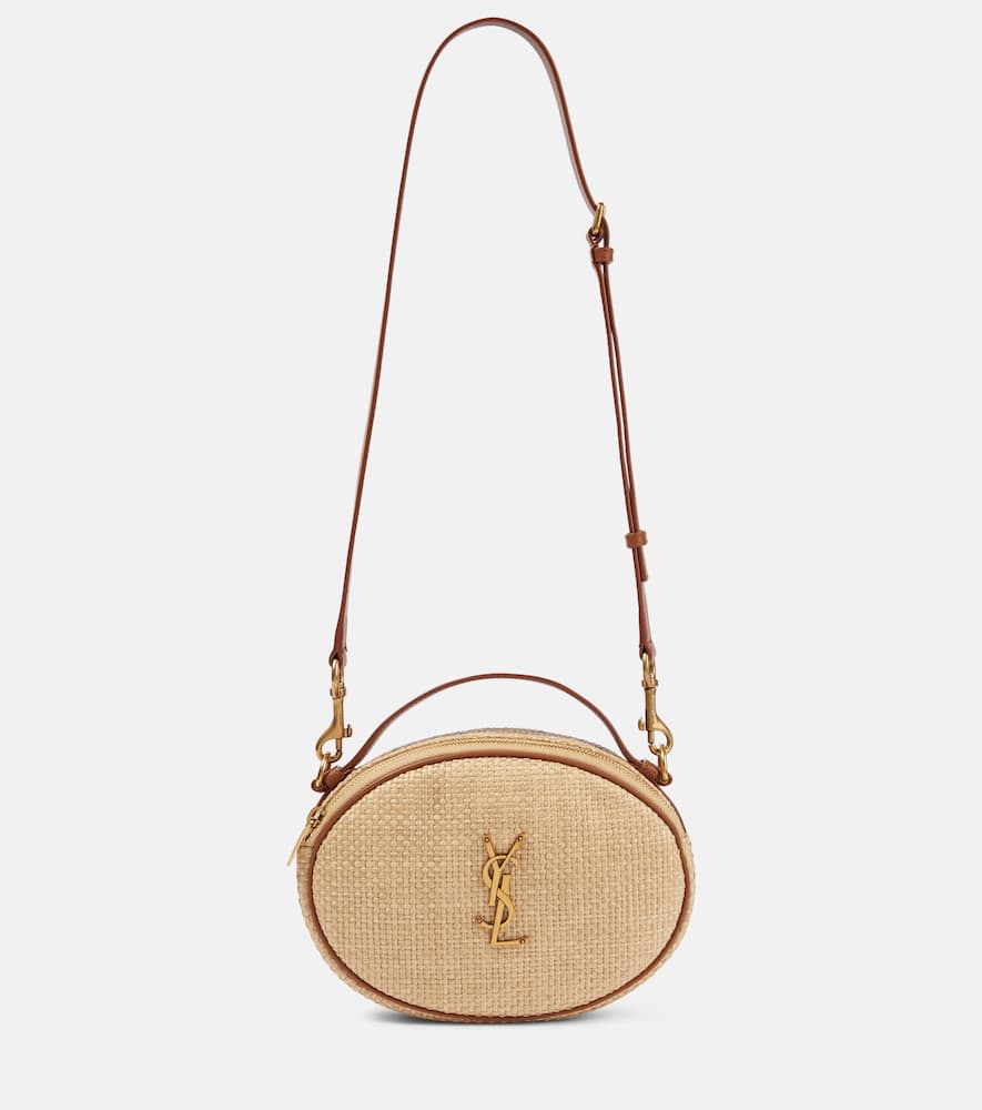 Lou raffia and leather shoulder bag cheap
