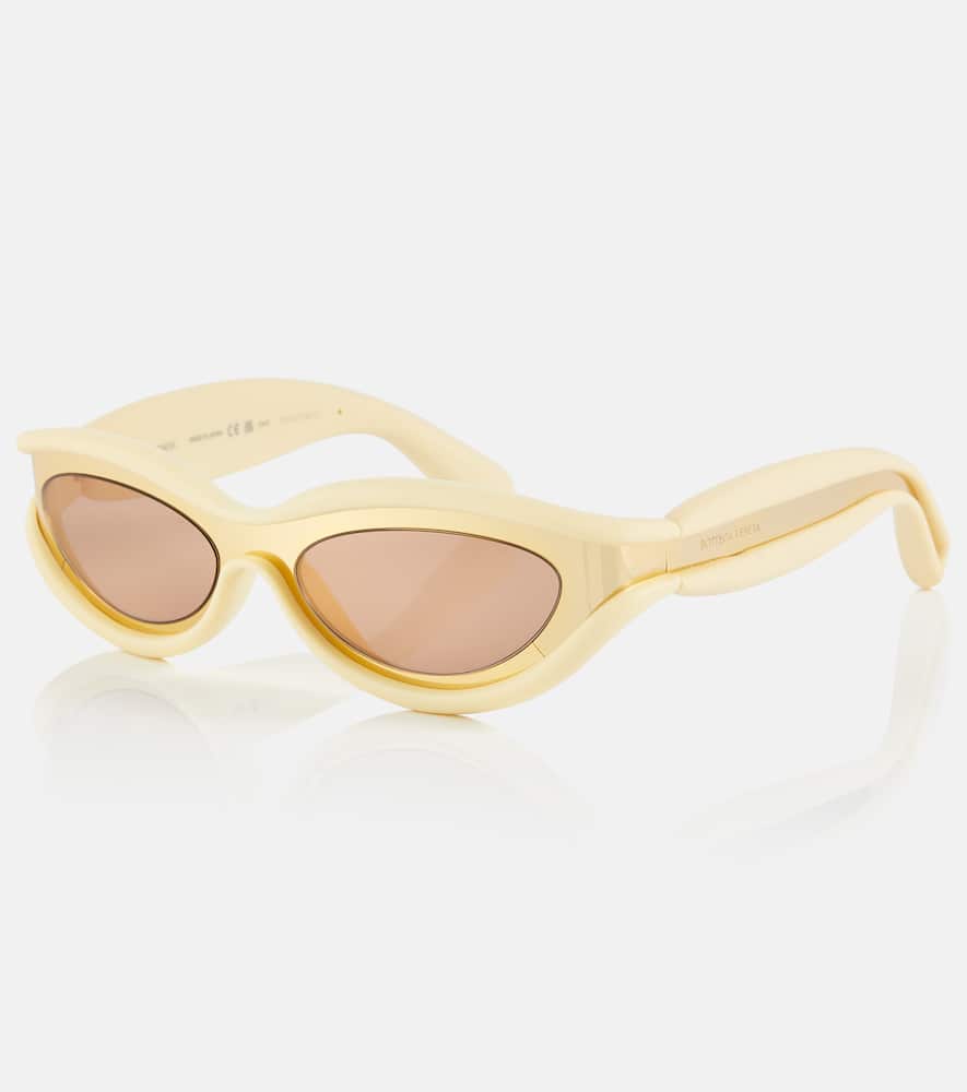 Bottega Veneta Hem Oval Sunglasses In 005 Gold/gold/brown