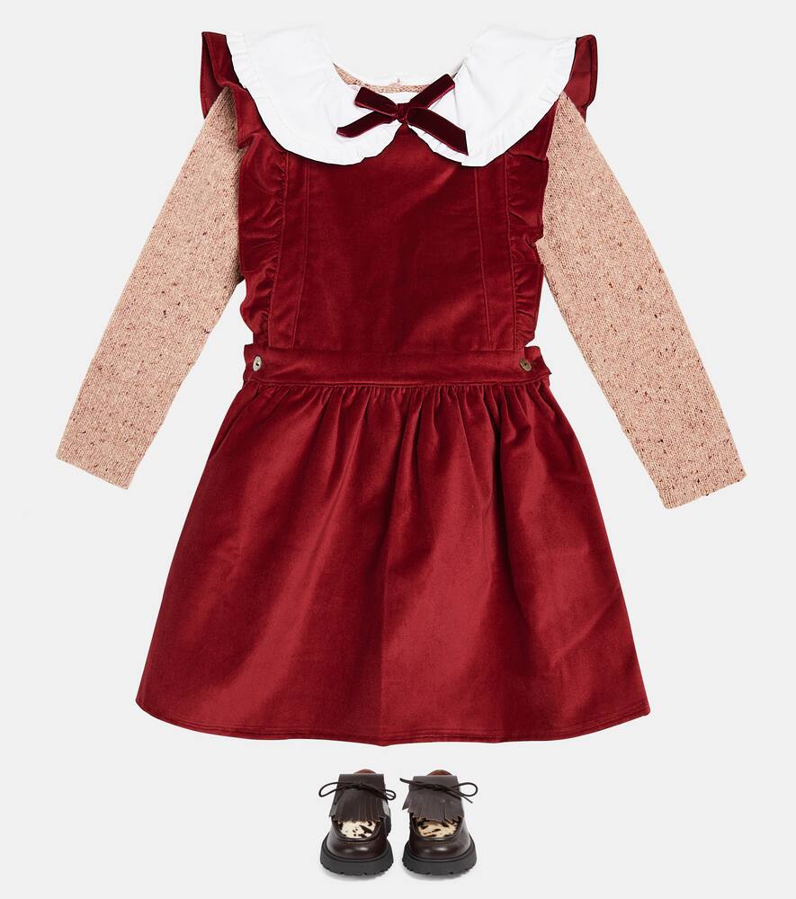 La Coqueta Cora Cotton Velvet Skirt In Red