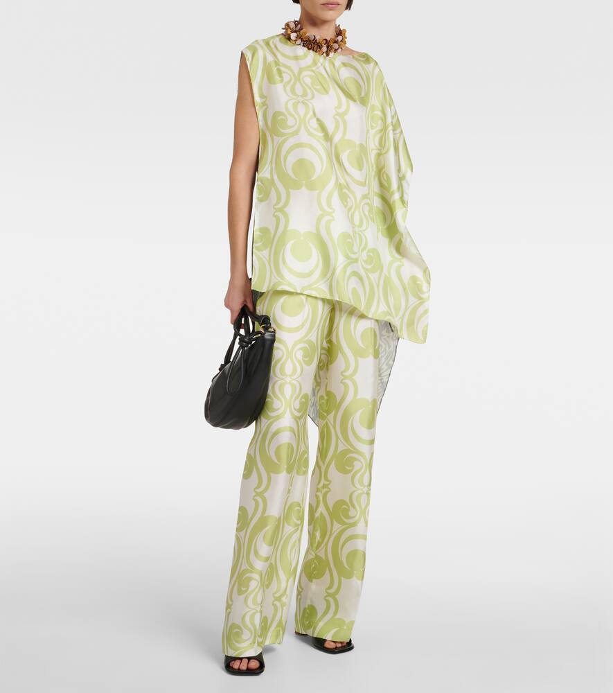 Shop Dries Van Noten Printed Silk-blend Twill Top In Multicolor