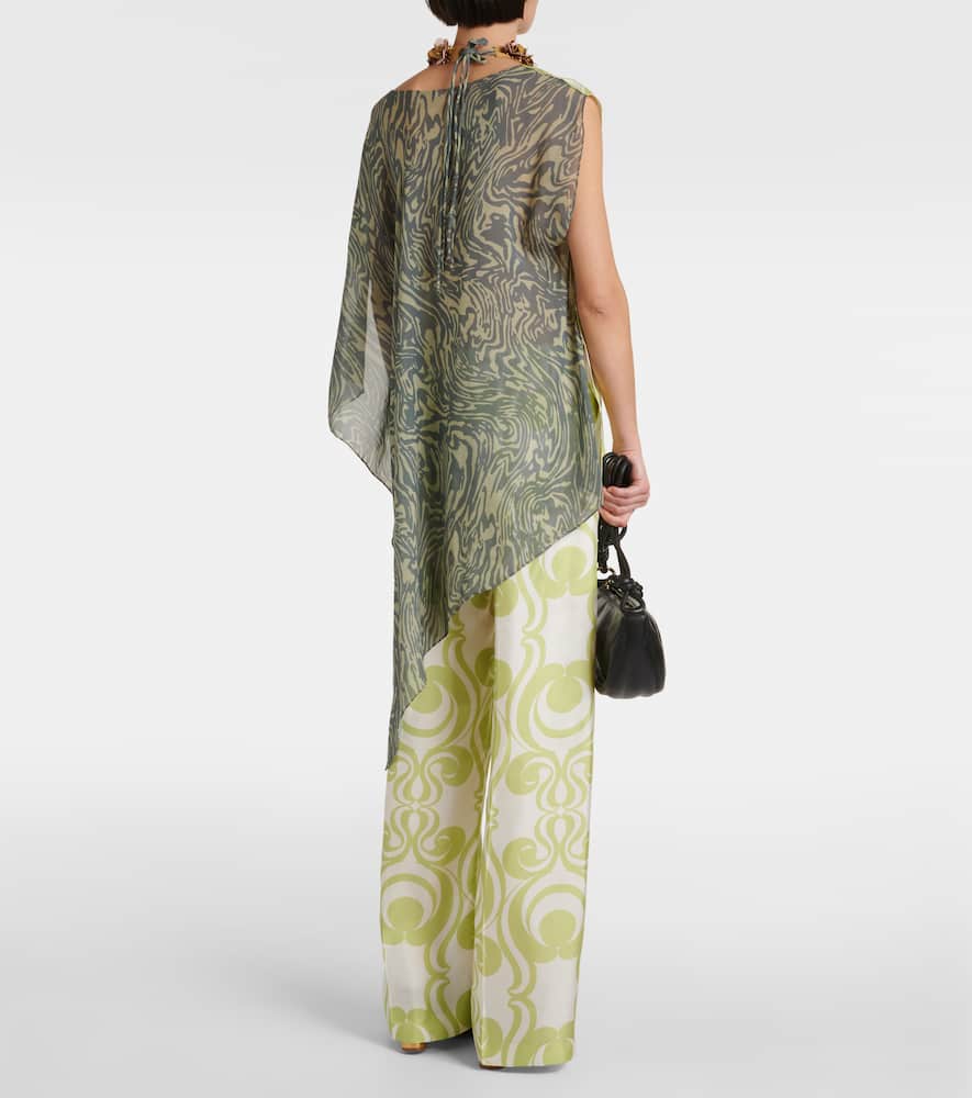 DRIES VAN NOTEN PRINTED SILK-BLEND TWILL TOP