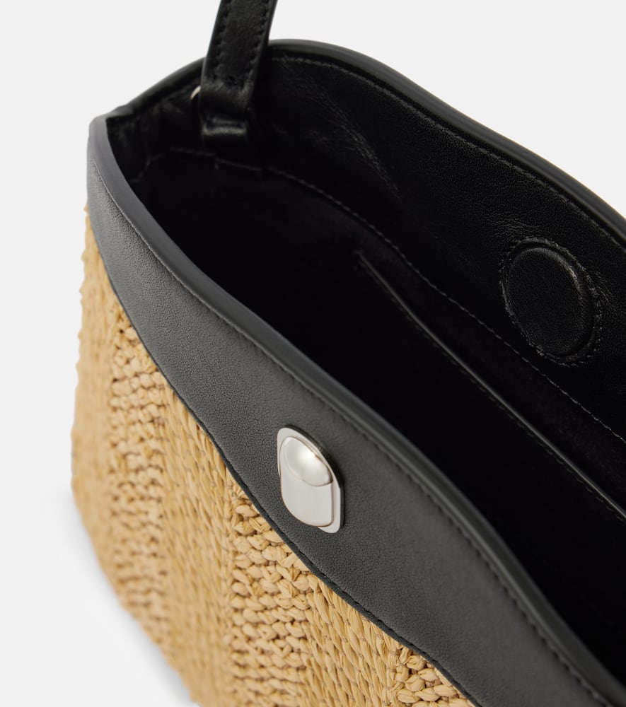Savette Tondo Leather-trimmed Raffia Crossbody Bag In Brown