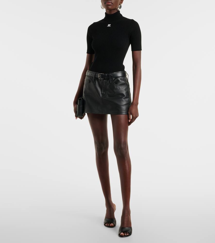 Courrèges Reedition Short Sleeves Ribbed Knitted Sweater Clothing In Black