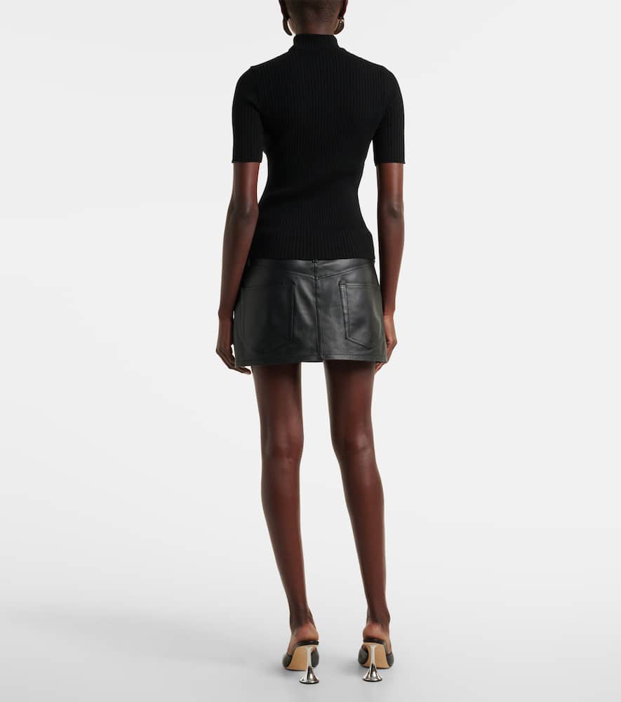 Courrèges Reedition Short Sleeves Ribbed Knitted Sweater Clothing In Black