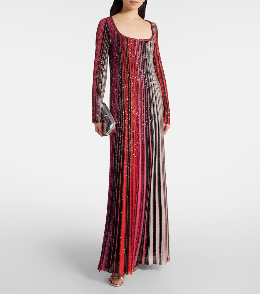 Missoni Striped Plissé Lamé Maxi Dress In Multicoloured