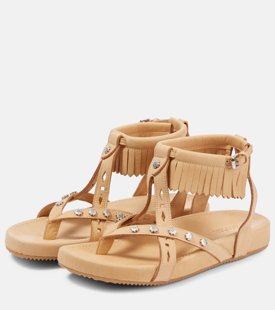 Isabel Marant Silya Studded Leather Sandals In Beige