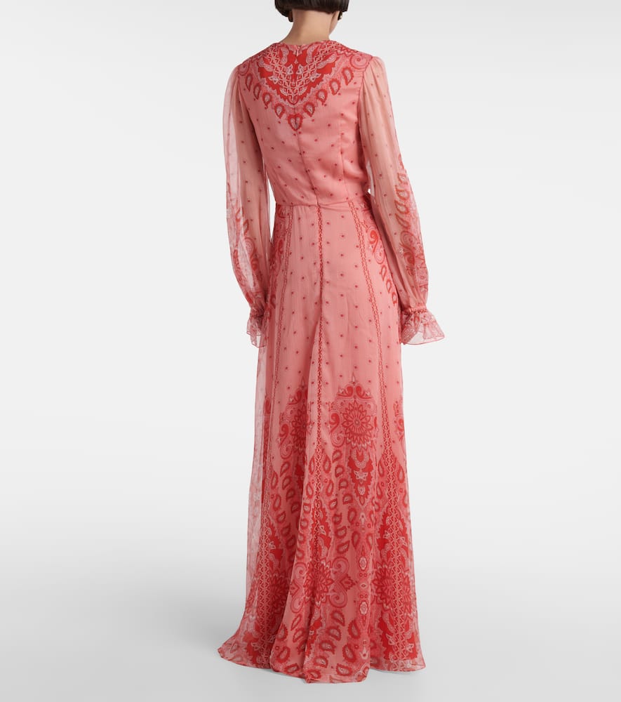 Etro Printed Twisted Silk Maxi Dress In Pink