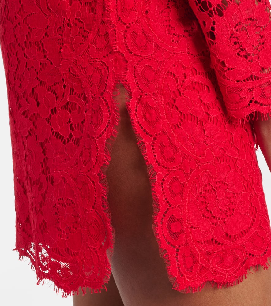 Dolce & Gabbana Cotton-blend Lace Minidress In Rot