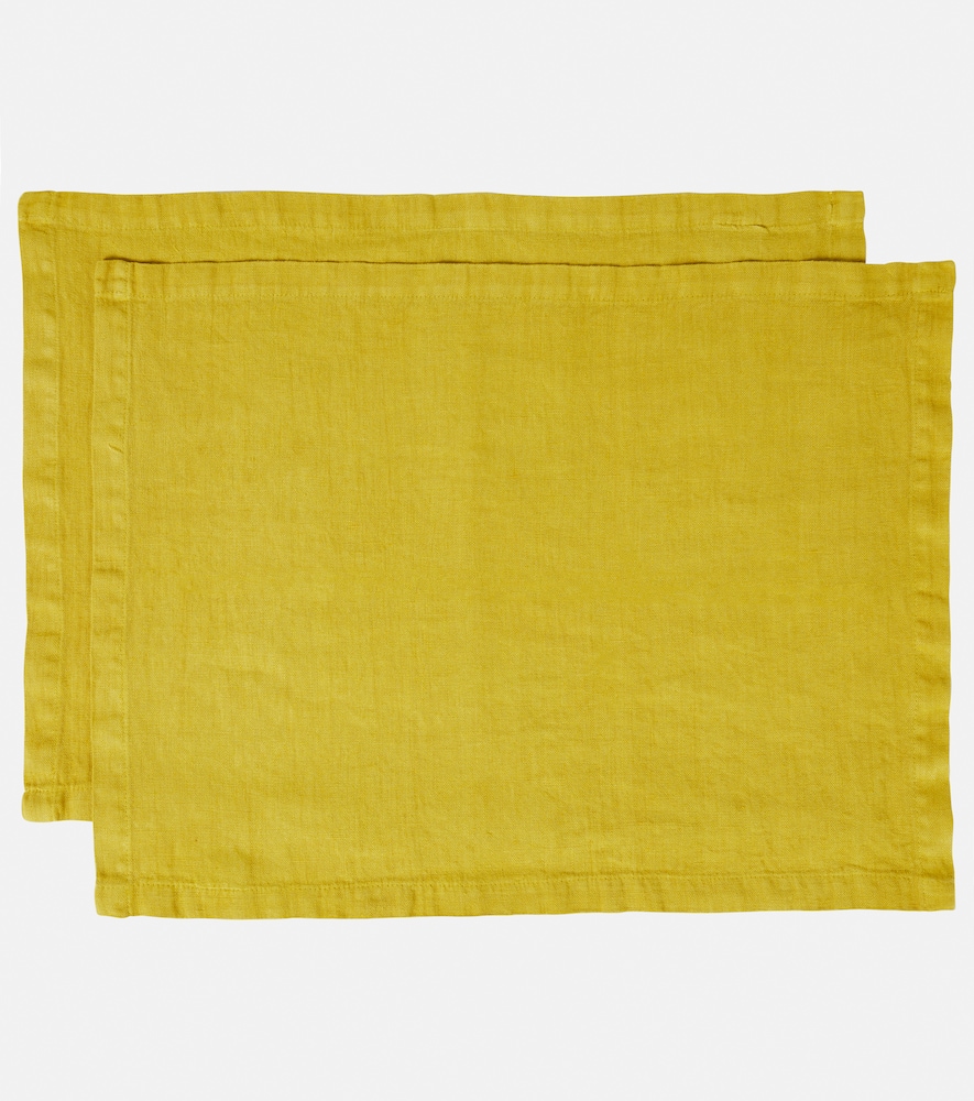 Once Milano Set Of 2 Linen Placemats In Yellow