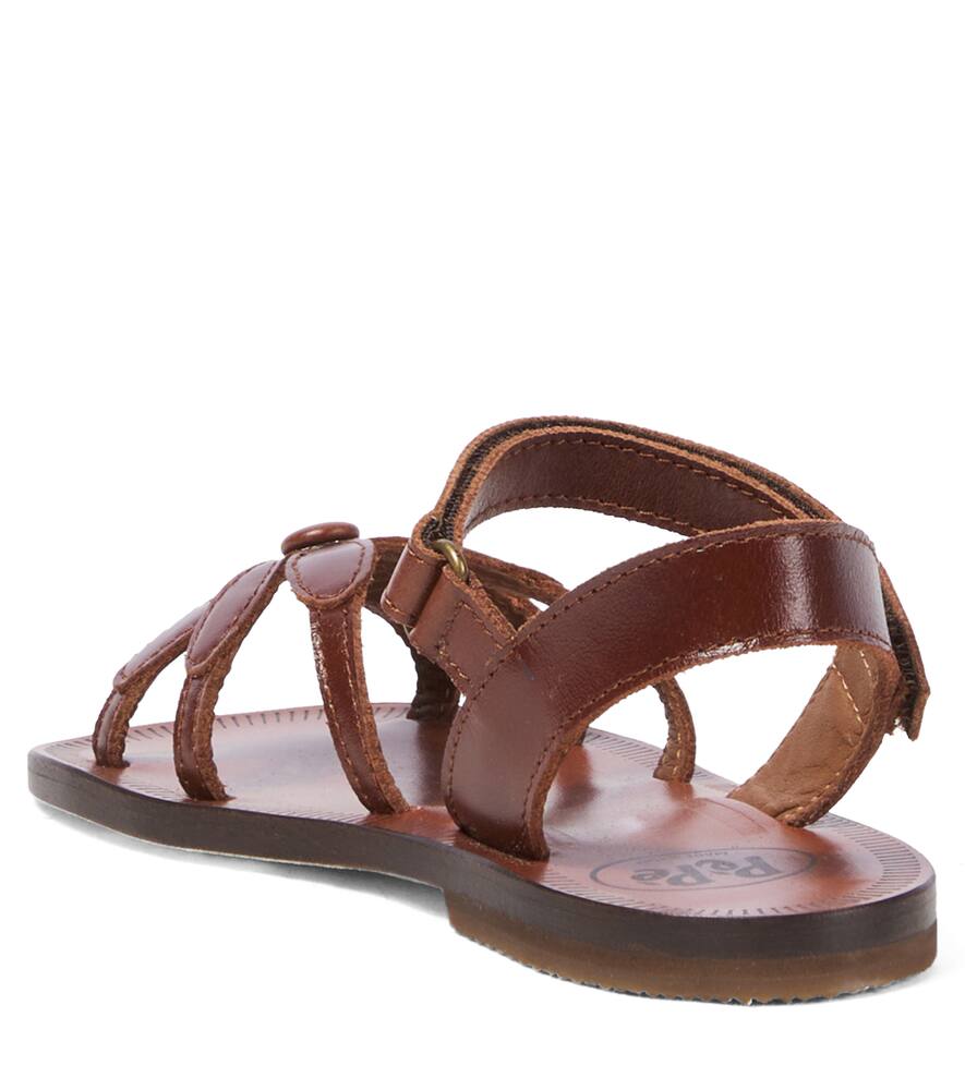 Pèpè Floral-appliqué Leather Sandals In Brown