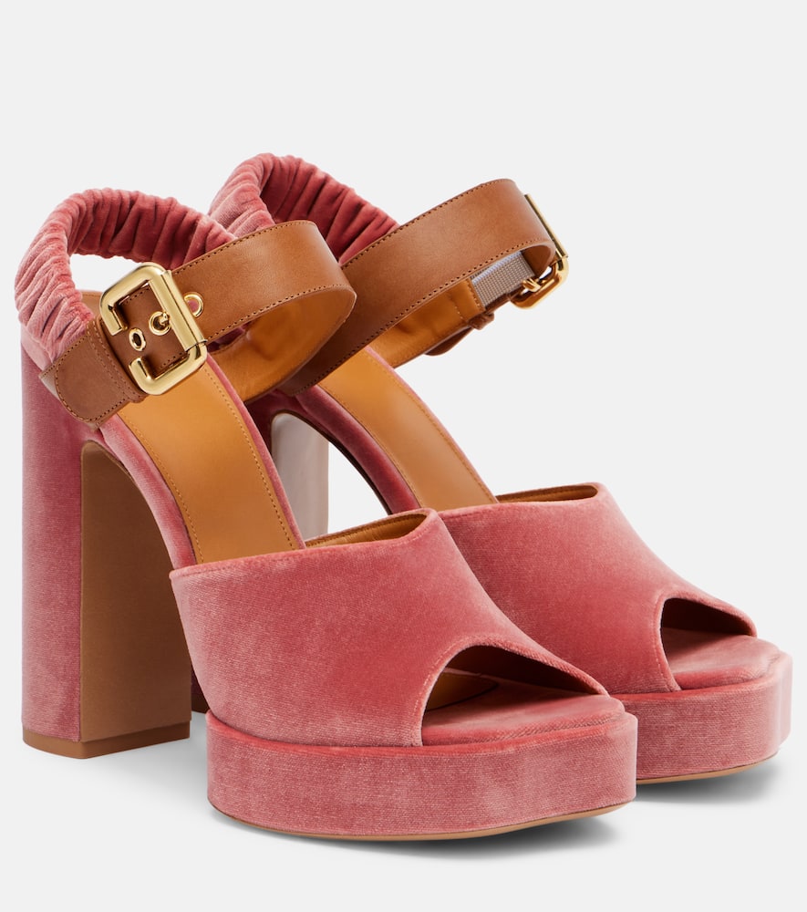 Chloé Aria Ankle-strap Platform Sandals In Pink